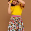 Girl'S Summer Clothes Retro Flower | Sky 1960S Flower Jersey Skirt