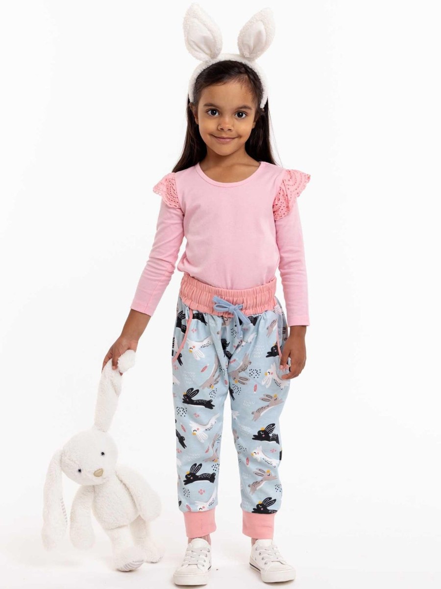 Girl'S Winter Clothes Blue Rabbit | Charlie Bunny Print Pants