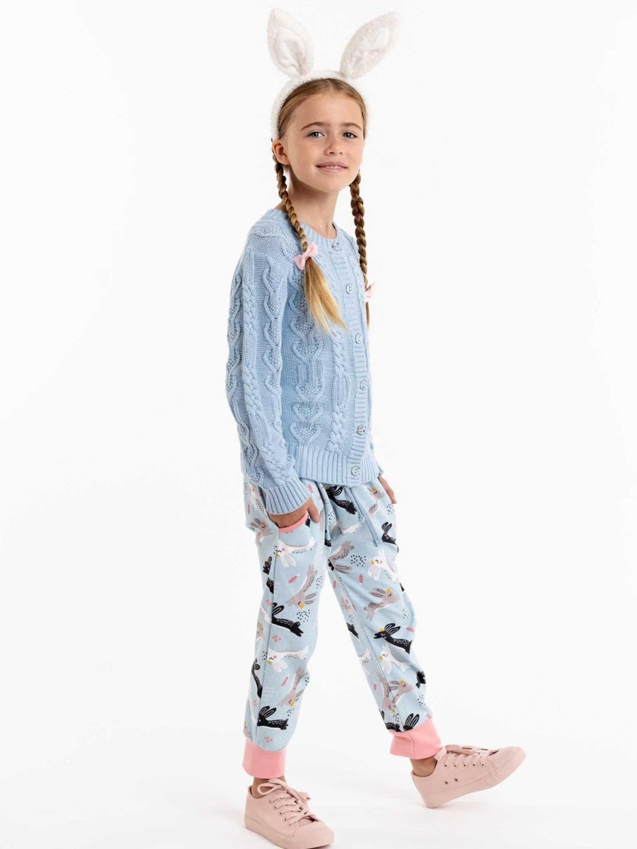 Girl'S Winter Clothes Blue Rabbit | Charlie Bunny Print Pants